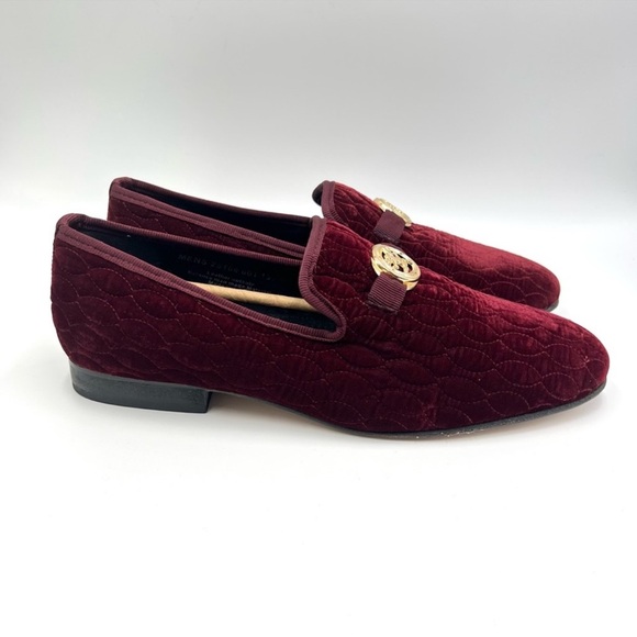 Stacy Adams Mens Valet Red Quilted Velour Velvet Bit Slip On Loafers Sho… - Picture 6 of 12